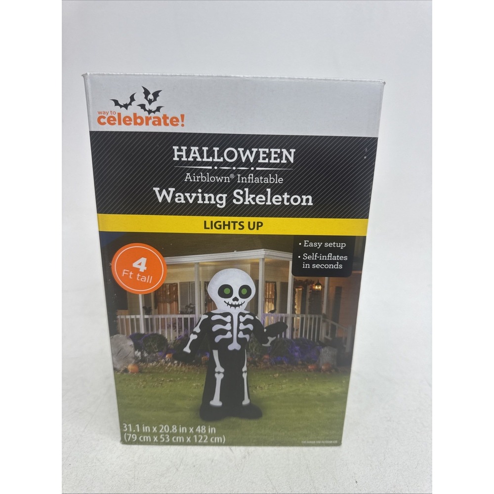 Gemmy Scary Skull Reaper Halloween Airblown Inflatable 4ft Porch Greeter w Box